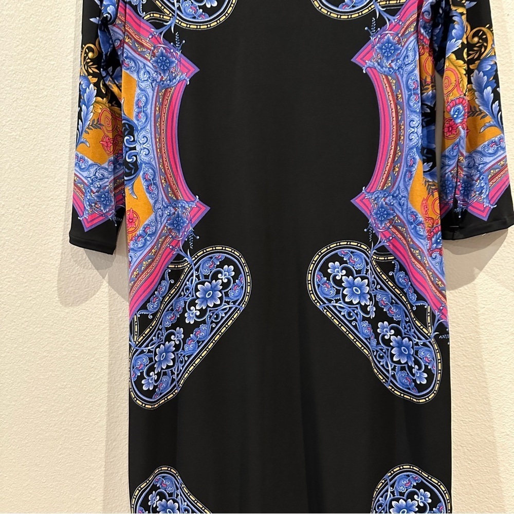 Eva Varro Women’s Abstract Floral Print Jersey Shift Dress Midi Length sz M - Picture 5 of 9